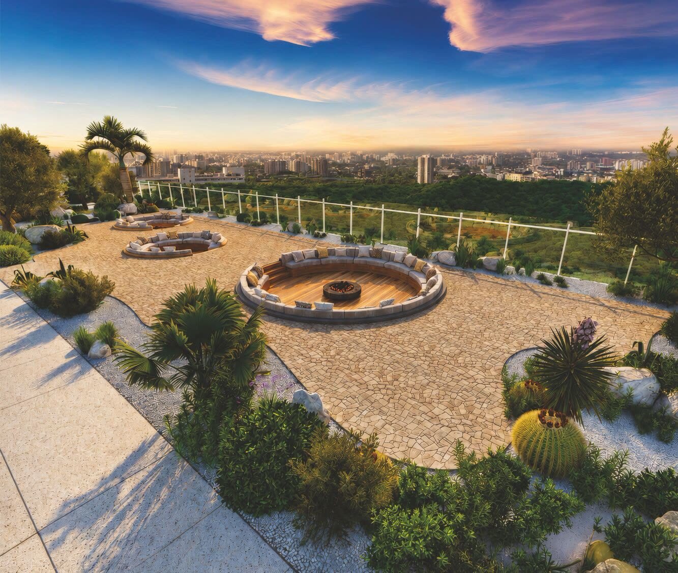 Yoo One rooftop sunken fire pit